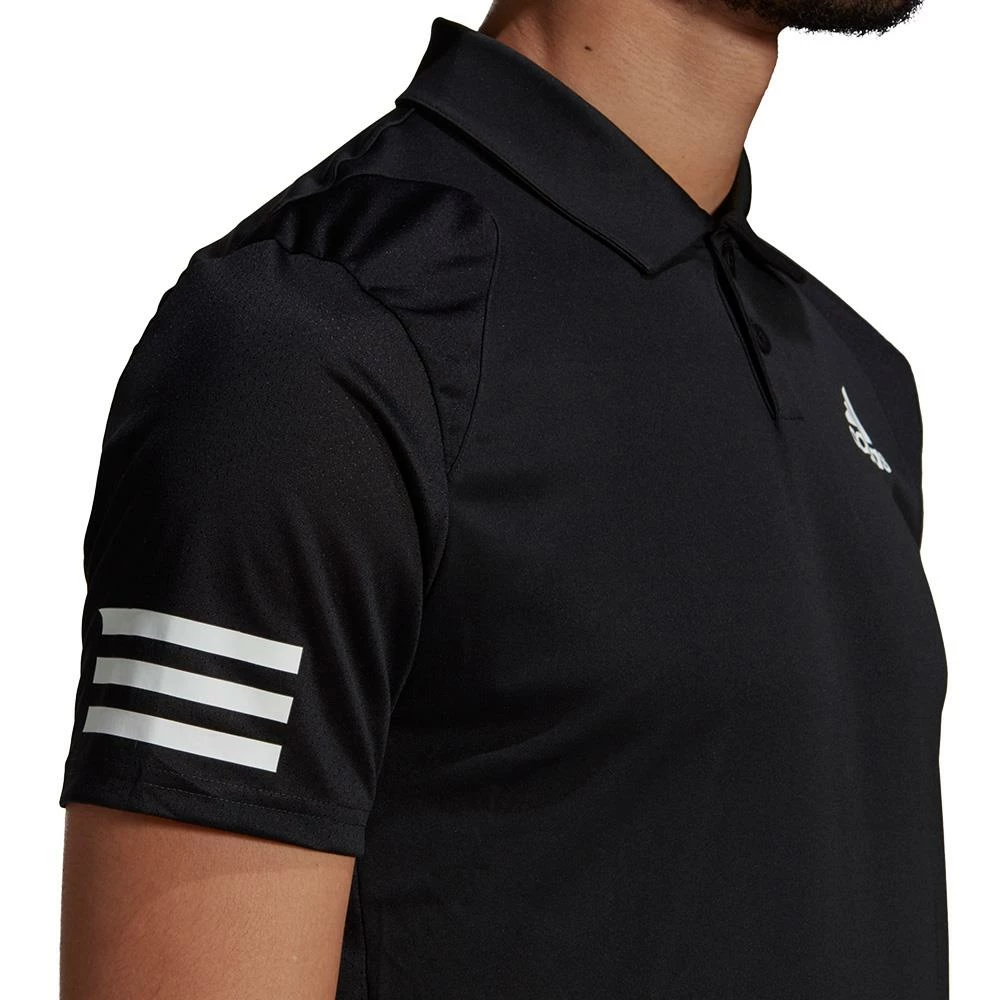 Adidas Men's Club 3 Stripe Polo - Black 4 Adidas Men's Club 3 Stripe Polo - Black - Image 4
