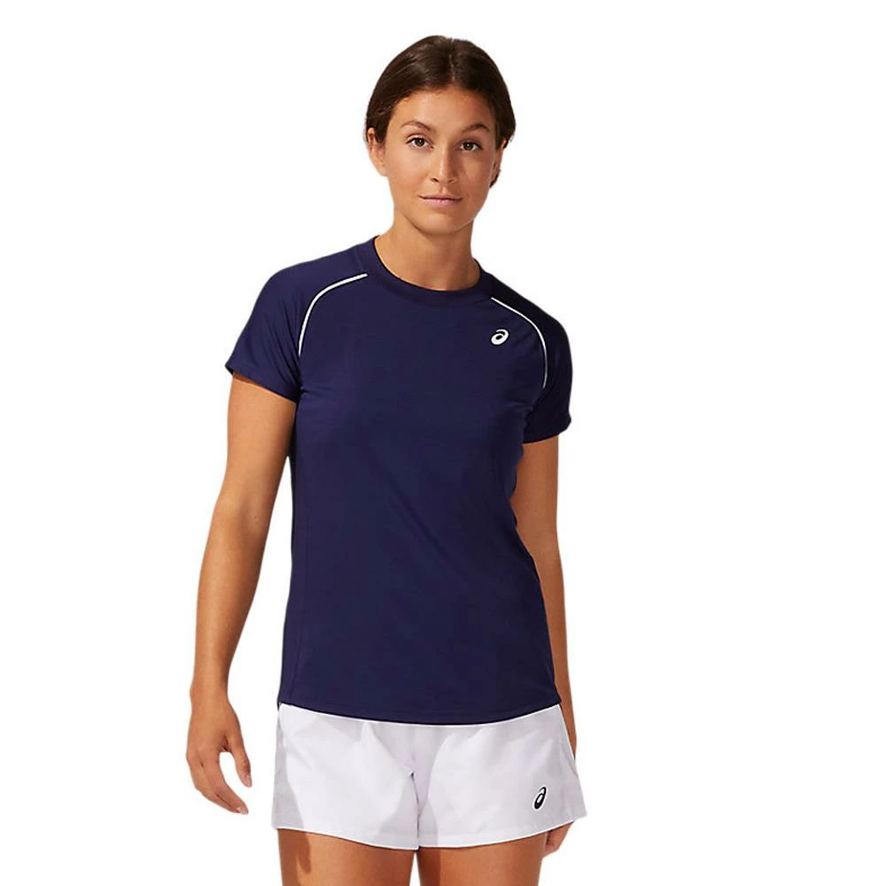 Asics Women's Short Sleeve Piping Tee - Peacoat 4 Asics Women's Short Sleeve Piping Tee - Peacoat - Image 4
