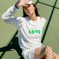 Happiness Is... Women's Tennis Love Sweatshirt - White/Green 7 Happiness Is... Women's Tennis Love Sweatshirt - White/Green -Babolat shop 4 72612