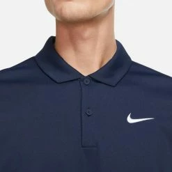 Nike Men's DriFit Solid Polo - Obsidian/White -Babolat shop 4 75805