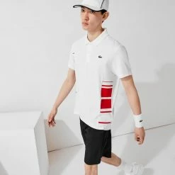 Lacoste Men's Sport Colourblock Pique Polo - White/Black -Babolat shop 4 76375