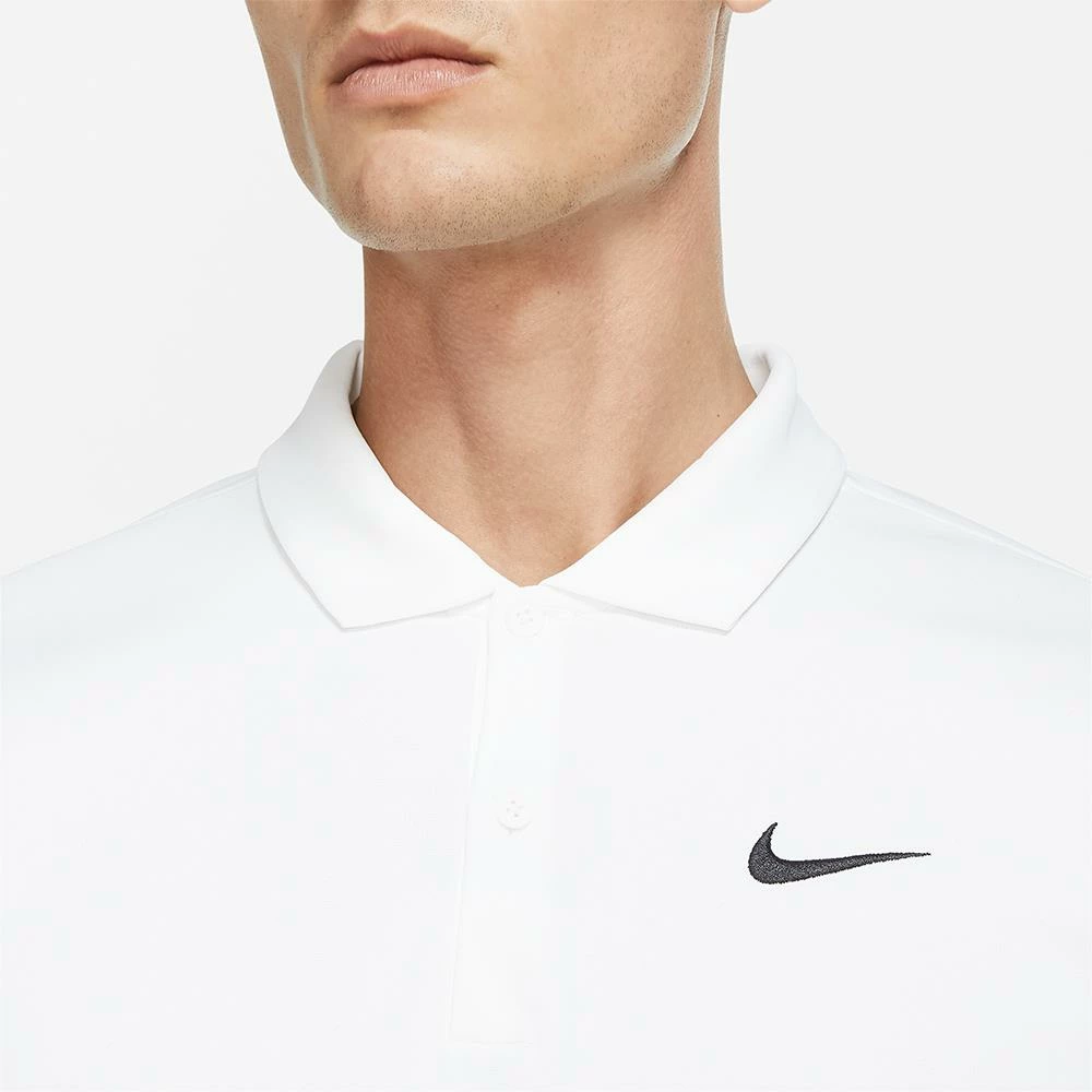 Nike Men's DriFit Solid Polo - White/Black 4 Nike Men's DriFit Solid Polo - White/Black - Image 4