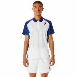 Asics Men's Match Actibreeze Polo - Brilliant White/Dive Blue 9 Asics Men's Match Actibreeze Polo - Brilliant White/Dive Blue -Babolat shop 4 80899