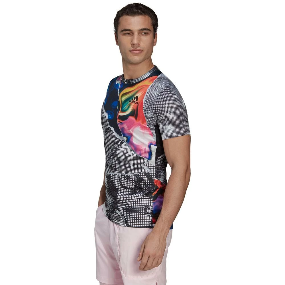 Adidas Men's US Printed FreeLift Tee - White/Multi 4 Adidas Men's US Printed FreeLift Tee - White/Multi - Image 4
