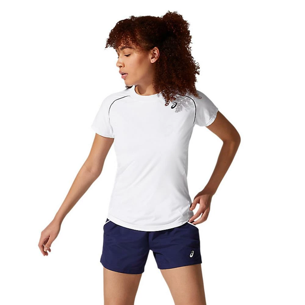 Asics Women's Short Sleeve Piping Tee - Brilliant White 5 Asics Women's Short Sleeve Piping Tee - Brilliant White - Image 5