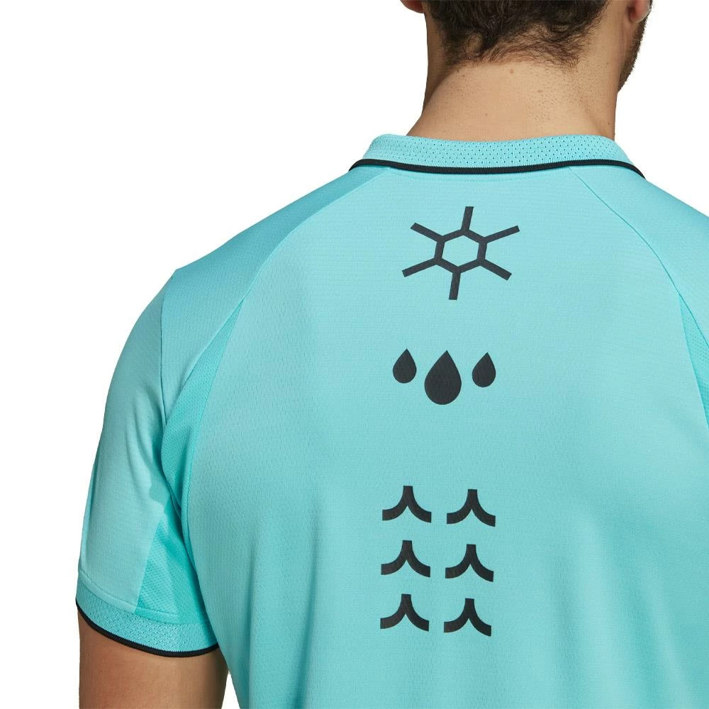 Adidas Men's Paris Freelift Polo - Pulse Aqua/Black 5 Adidas Men's Paris Freelift Polo - Pulse Aqua/Black - Image 5