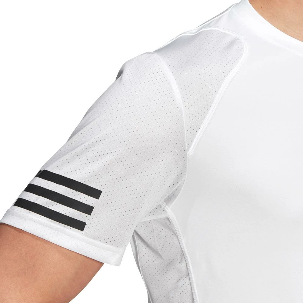 Adidas Men's Club 3 Stripe Tee - White 3 Adidas Men's Club 3 Stripe Tee - White - Image 3