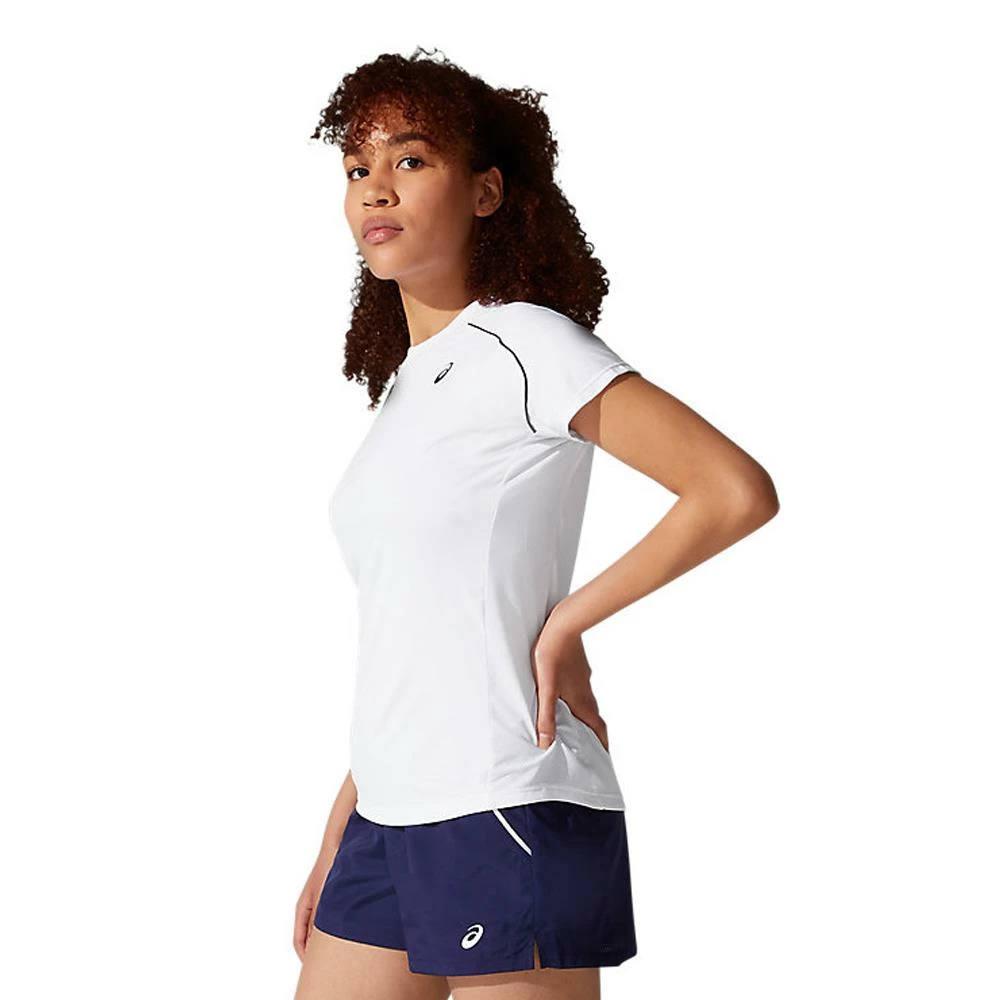 Asics Women's Short Sleeve Piping Tee - Brilliant White 3 Asics Women's Short Sleeve Piping Tee - Brilliant White - Image 3