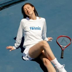 Happiness Is... Women's Tennis Sweatshirt - White/Blue 6 Happiness Is... Women's Tennis Sweatshirt - White/Blue -Babolat shop f72618