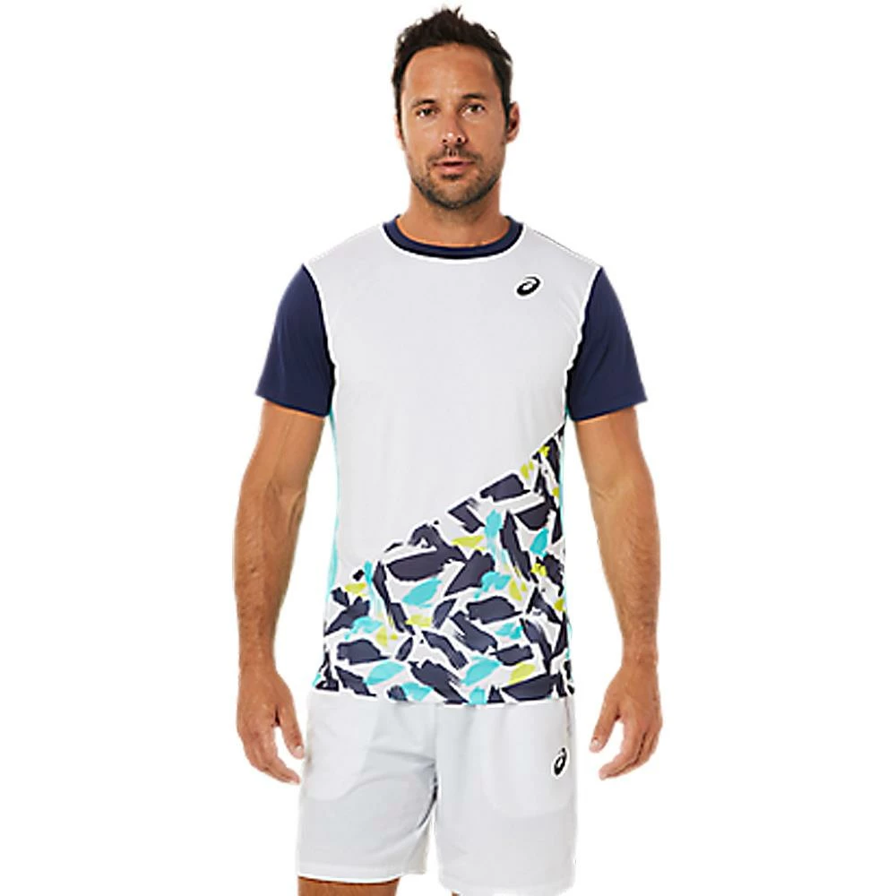 Asics Men's Court Graphic SS Shirt - Brilliant White 2 Asics Men's Court Graphic SS Shirt - Brilliant White - Image 2