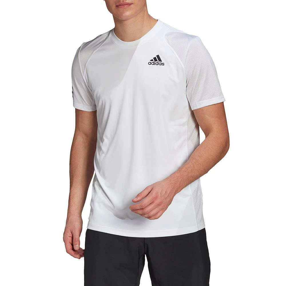 Adidas Men's Club 3 Stripe Tee - White 2 Adidas Men's Club 3 Stripe Tee - White - Image 2