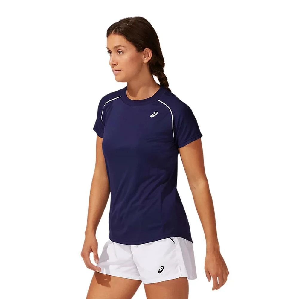 Asics Women's Short Sleeve Piping Tee - Peacoat 2 Asics Women's Short Sleeve Piping Tee - Peacoat - Image 2