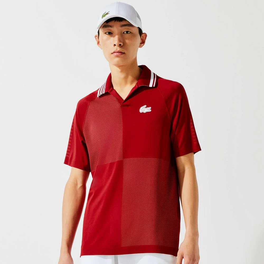 Lacoste Men's Sport Seamless Polo - Red/White 2 Lacoste Men's Sport Seamless Polo - Red/White - Image 2
