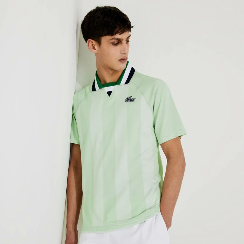 Lacoste Men's Sport Seamless Jacquard Polo - Green/White 2 Lacoste Men's Sport Seamless Jacquard Polo - Green/White - Image 2