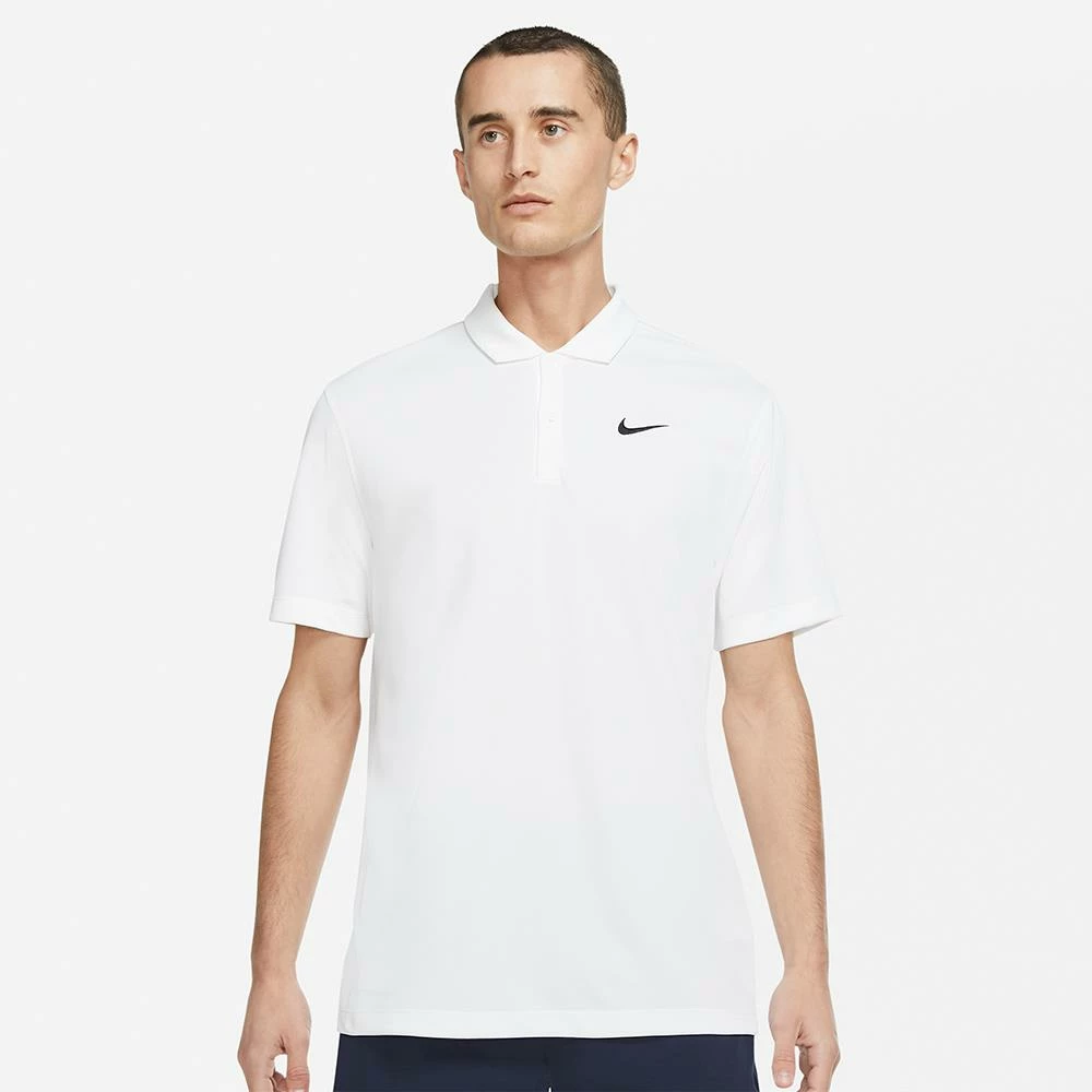 Nike Men's DriFit Solid Polo - White/Black 2 Nike Men's DriFit Solid Polo - White/Black - Image 2