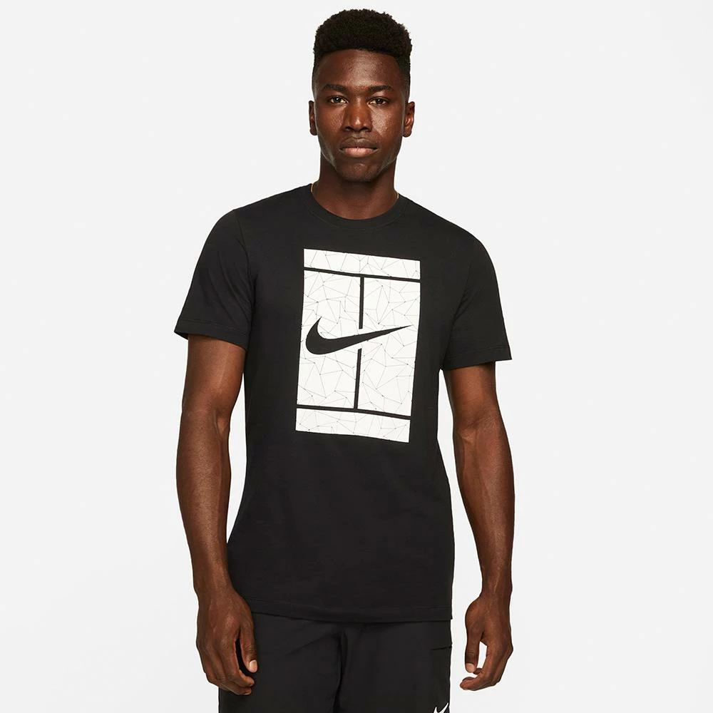 Nike Men's Seasonal Court Tee - Black/White 2 Nike Men's Seasonal Court Tee - Black/White - Image 2