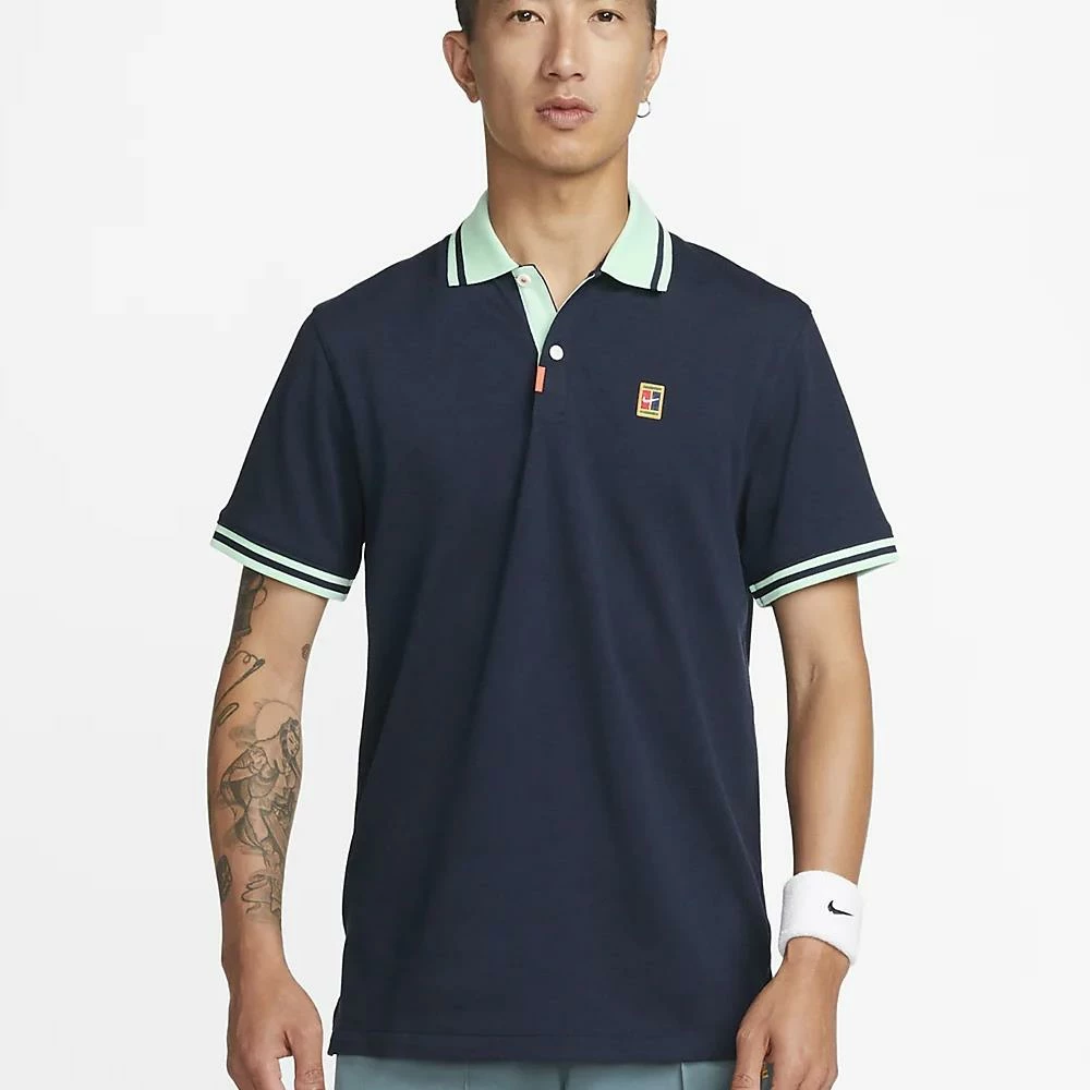 Nike Men's Heritage Slim 2 Polo - Obsidian/Mint Foam 2 Nike Men's Heritage Slim 2 Polo - Obsidian/Mint Foam - Image 2