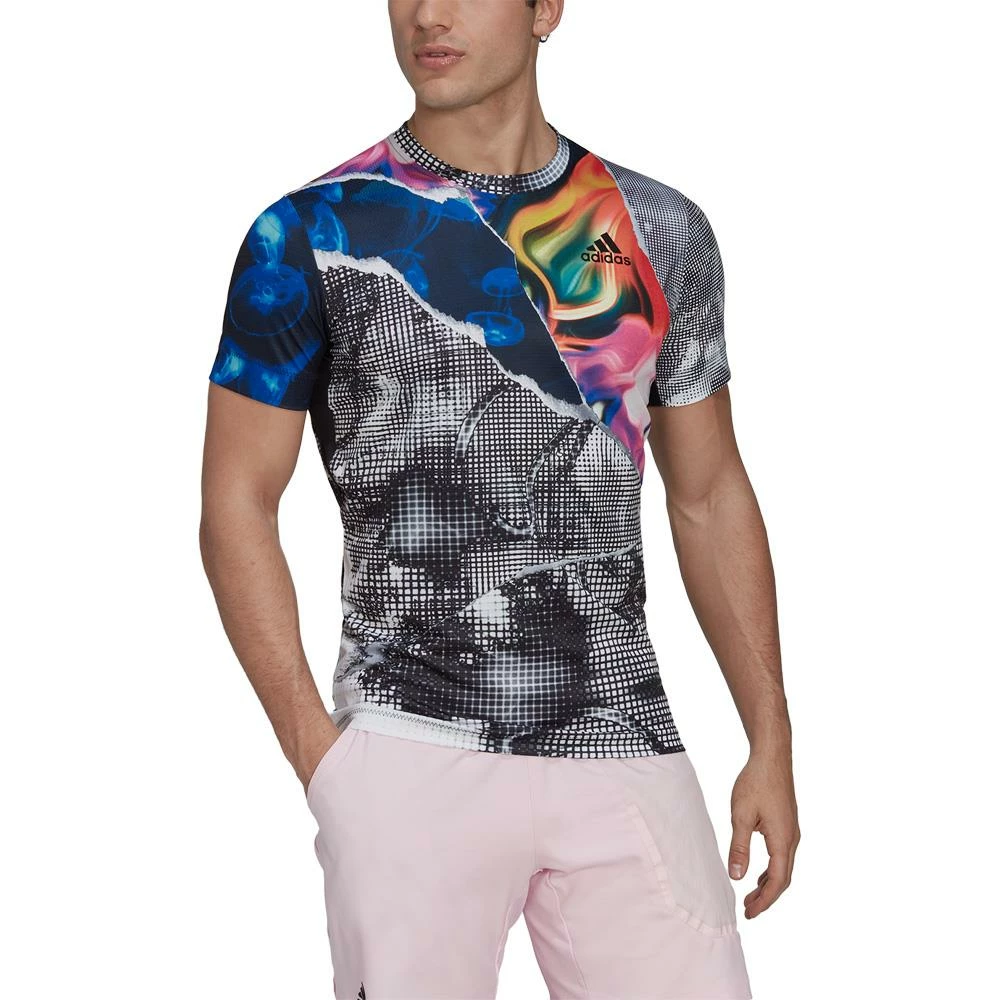 Adidas Men's US Printed FreeLift Tee - White/Multi 2 Adidas Men's US Printed FreeLift Tee - White/Multi - Image 2