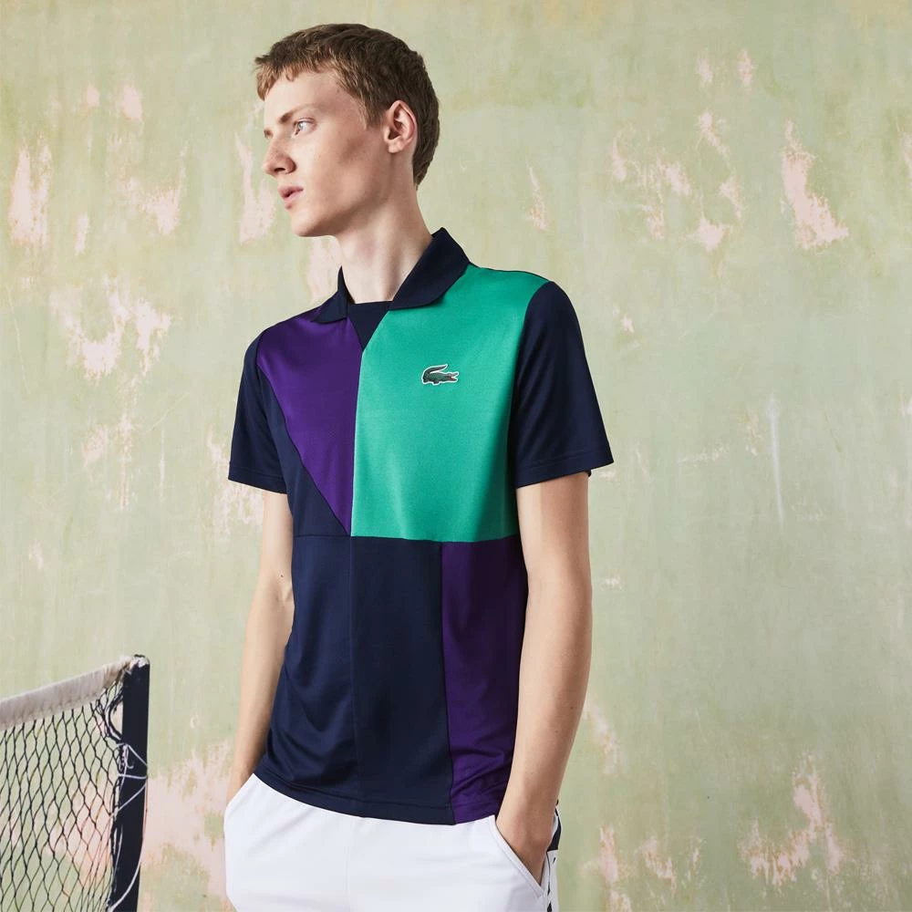 Lacoste Men's Sport Colour Block Pique Polo - Navy Blue/Purple 2 Lacoste Men's Sport Colour Block Pique Polo - Navy Blue/Purple - Image 2