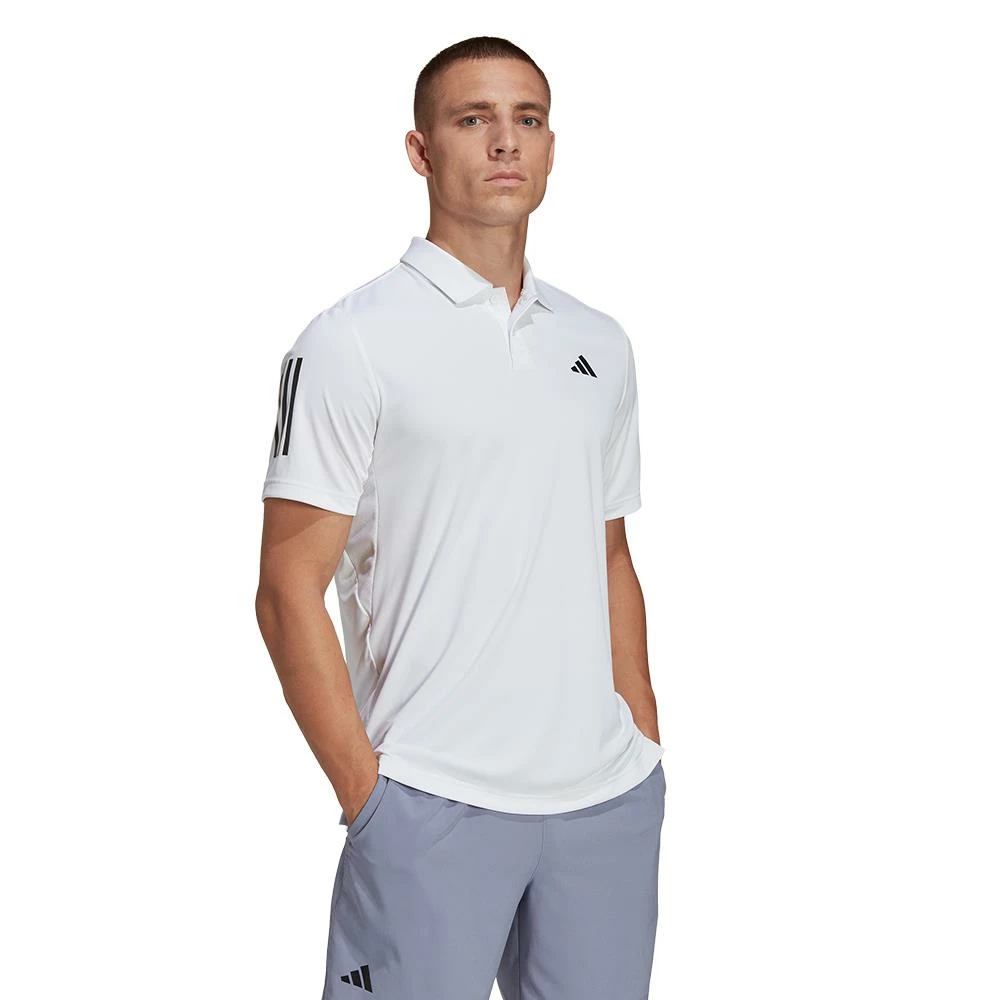 Adidas Men's Club 3 Stripe Polo - White 2 Adidas Men's Club 3 Stripe Polo - White - Image 2