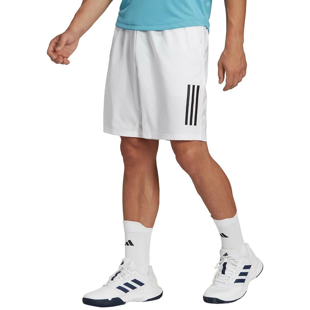 Adidas Men's Club 3 Stripe 9" Short - White 2 Adidas Men's Club 3 Stripe 9" Short - White - Image 2