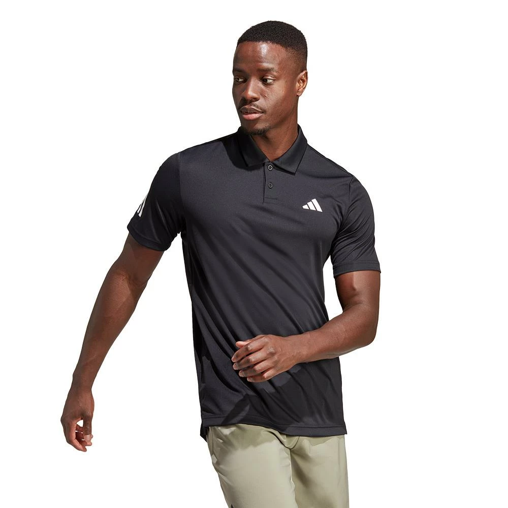 Adidas Men's Club 3 Stripe Polo - Black 2 Adidas Men's Club 3 Stripe Polo - Black - Image 2