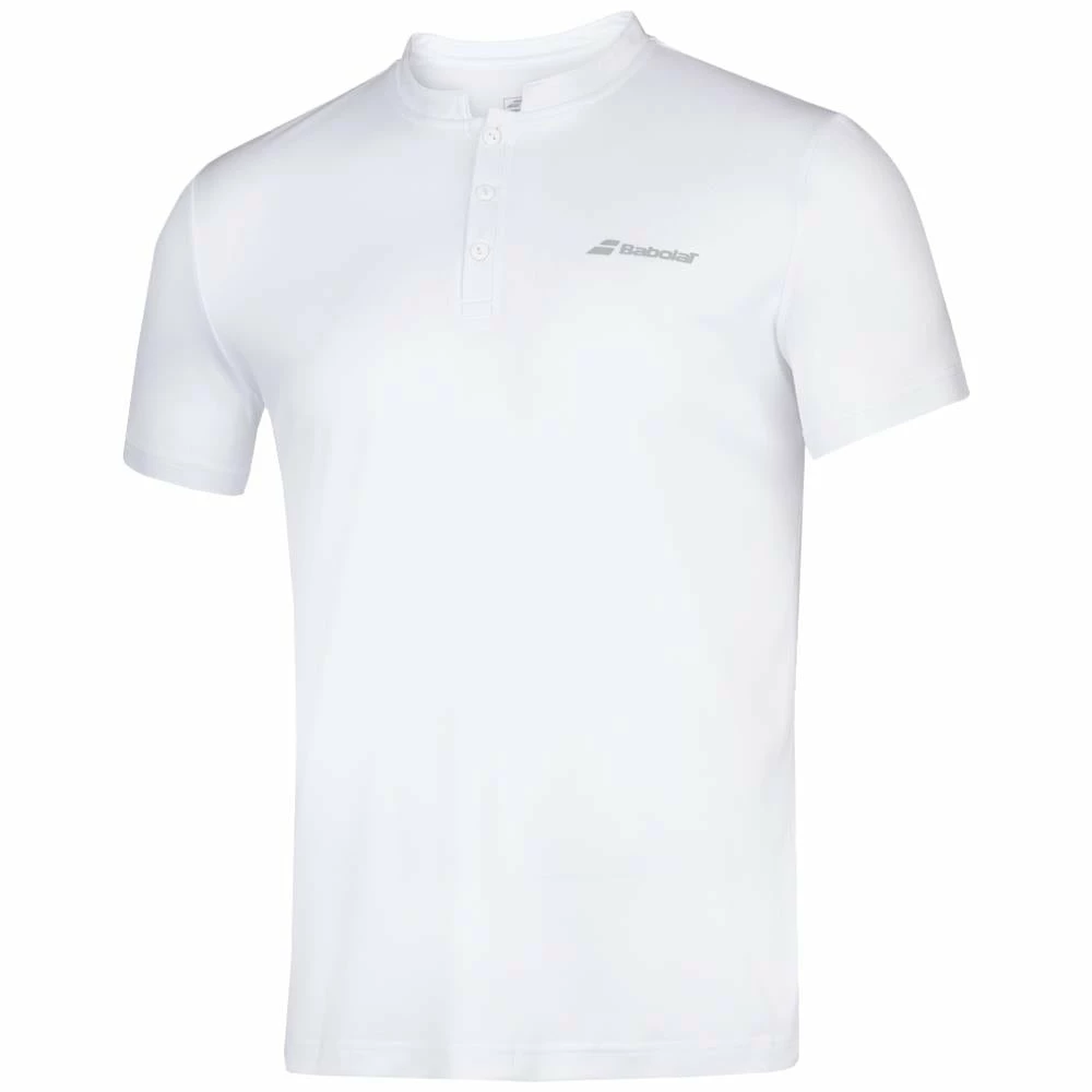 Babolat Men's Play Henley Polo - White 1 Babolat Men's Play Henley Polo - White