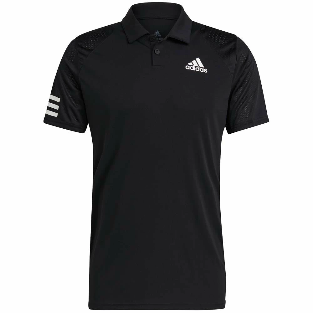 Adidas Men's Club 3 Stripe Polo - Black 1 Adidas Men's Club 3 Stripe Polo - Black