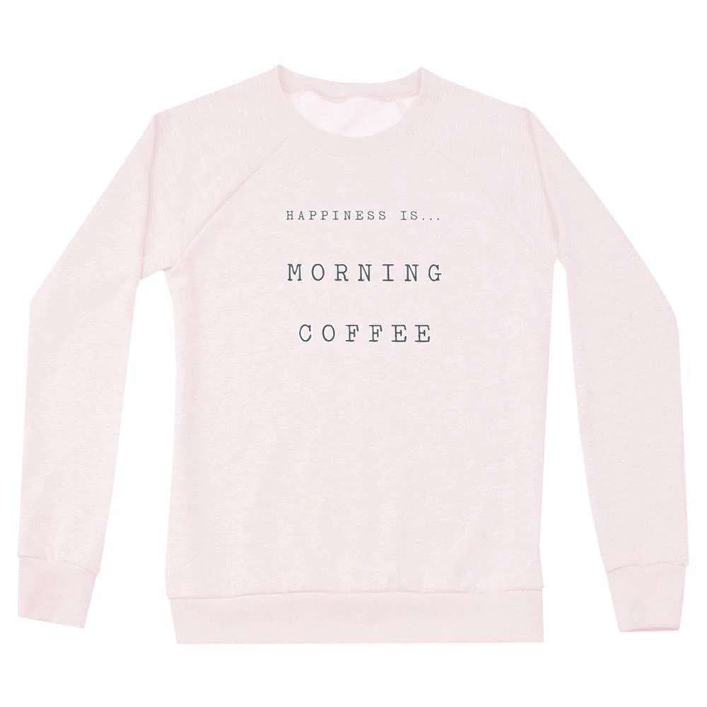 Happiness Is... Women's Morning Coffee Sweatshirt - Ballet Pink 1 Happiness Is... Women's Morning Coffee Sweatshirt - Ballet Pink