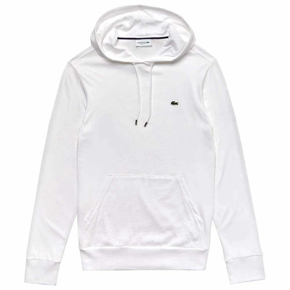 Lacoste Men's Classic Cotton Tee Hoody - White 1 Lacoste Men's Classic Cotton Tee Hoody - White