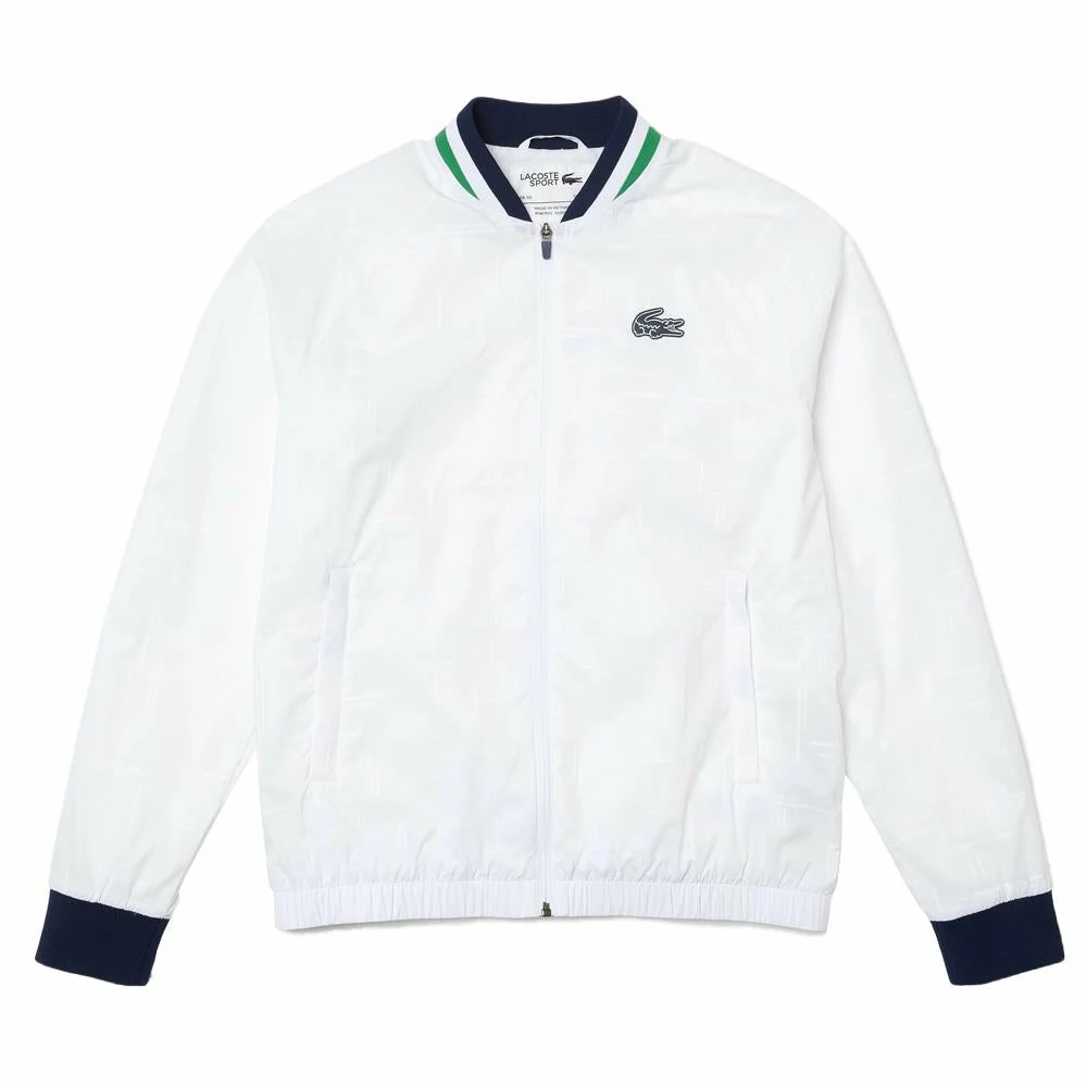 Lacoste Men's Sport Light Teddy Jacket - White/Navy Blue 1 Lacoste Men's Sport Light Teddy Jacket - White/Navy Blue
