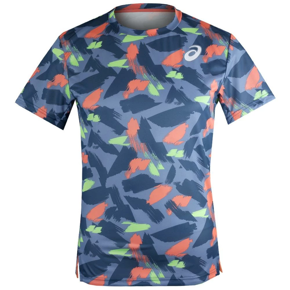Asics Men's Match Graphic Short Sleeve - Multi/Light Indigo 1 Asics Men's Match Graphic Short Sleeve - Multi/Light Indigo