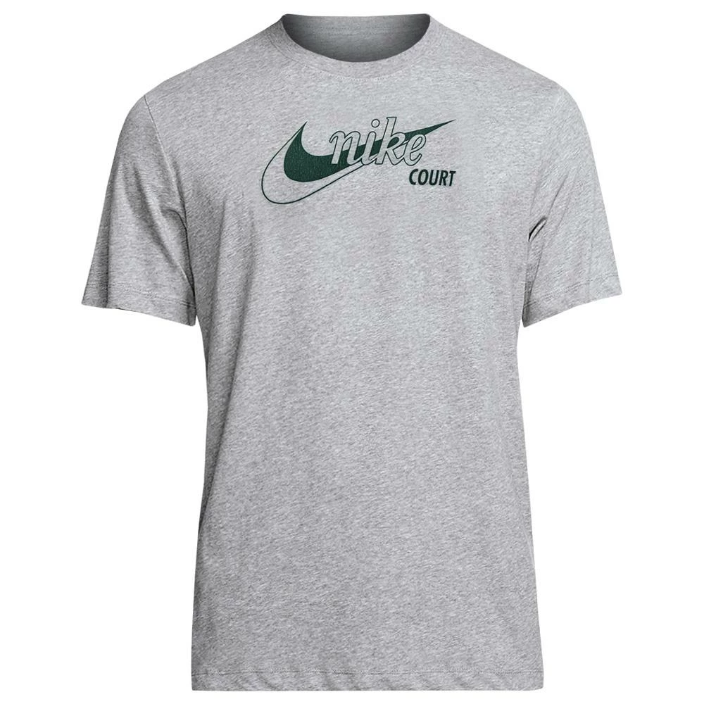 Nike Men's Swoosh Tennis Tee - Grey Heather/Pro Green 1 Nike Men's Swoosh Tennis Tee - Grey Heather/Pro Green