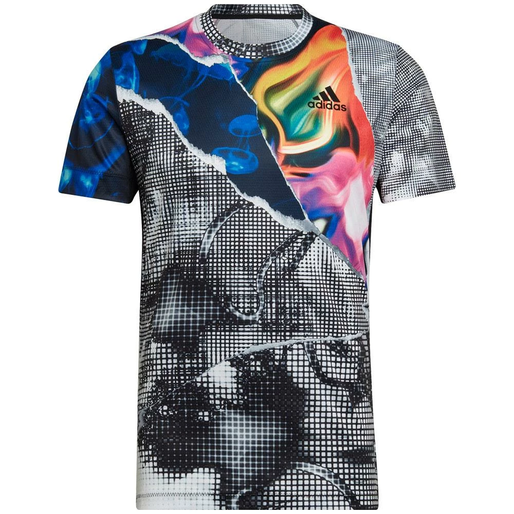 Adidas Men's US Printed FreeLift Tee - White/Multi 1 Adidas Men's US Printed FreeLift Tee - White/Multi