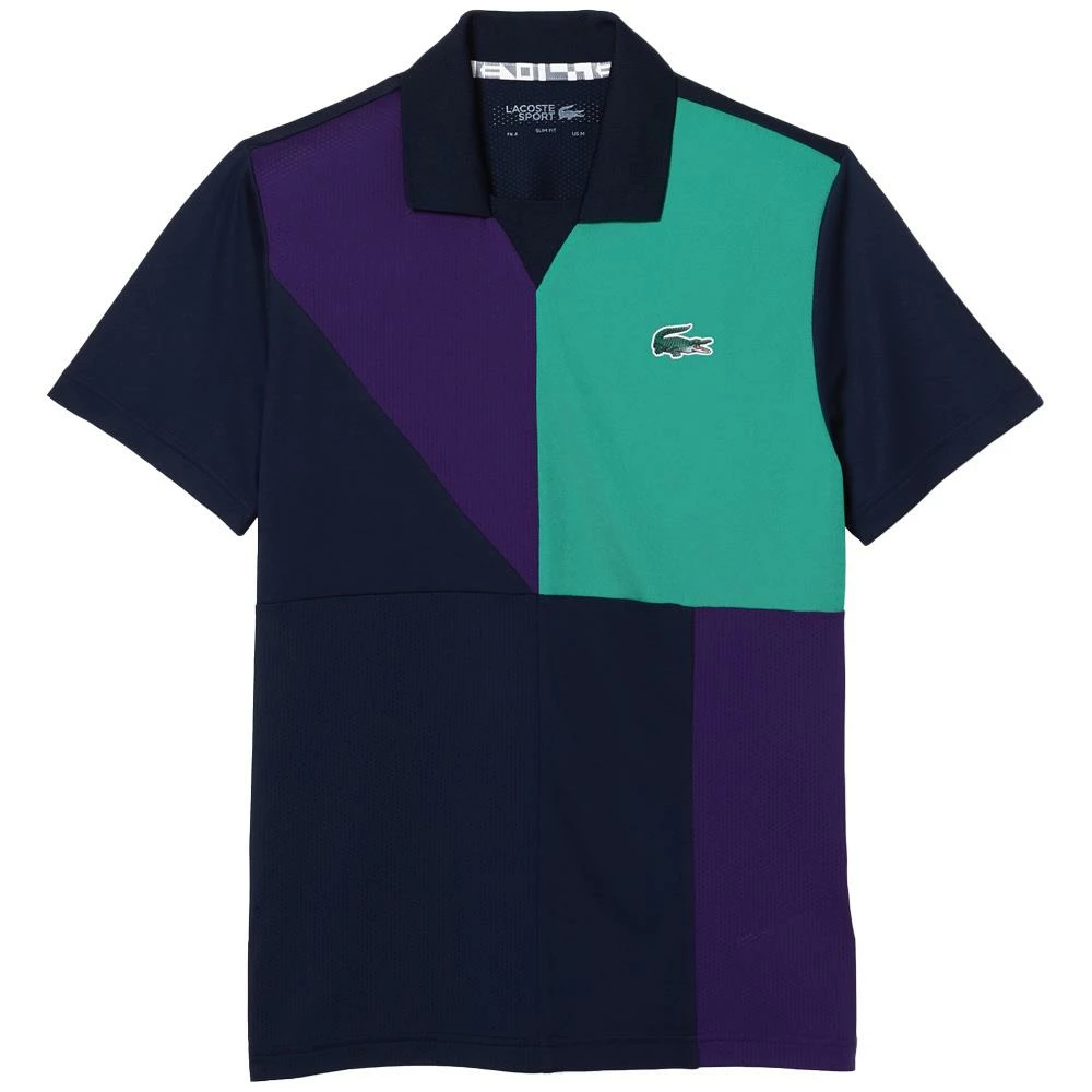 Lacoste Men's Sport Colour Block Pique Polo - Navy Blue/Purple 1 Lacoste Men's Sport Colour Block Pique Polo - Navy Blue/Purple