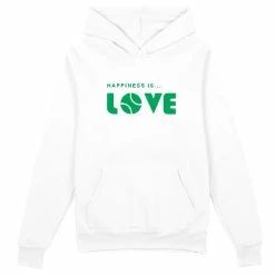 Happiness Is... Happines Is...Women's Tennis Love Hoodie - White/Green