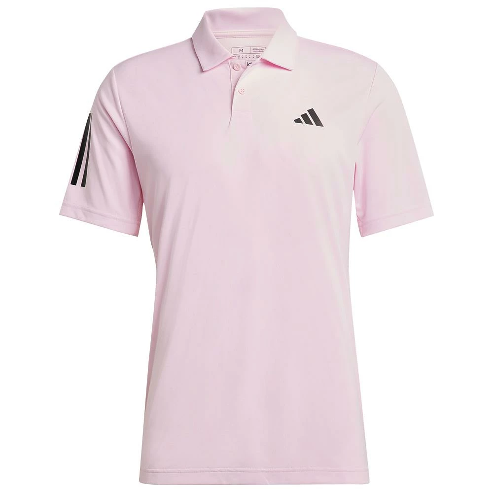 Adidas Men's Club 3 Stripe Polo - Clear Pink 1 Adidas Men's Club 3 Stripe Polo - Clear Pink